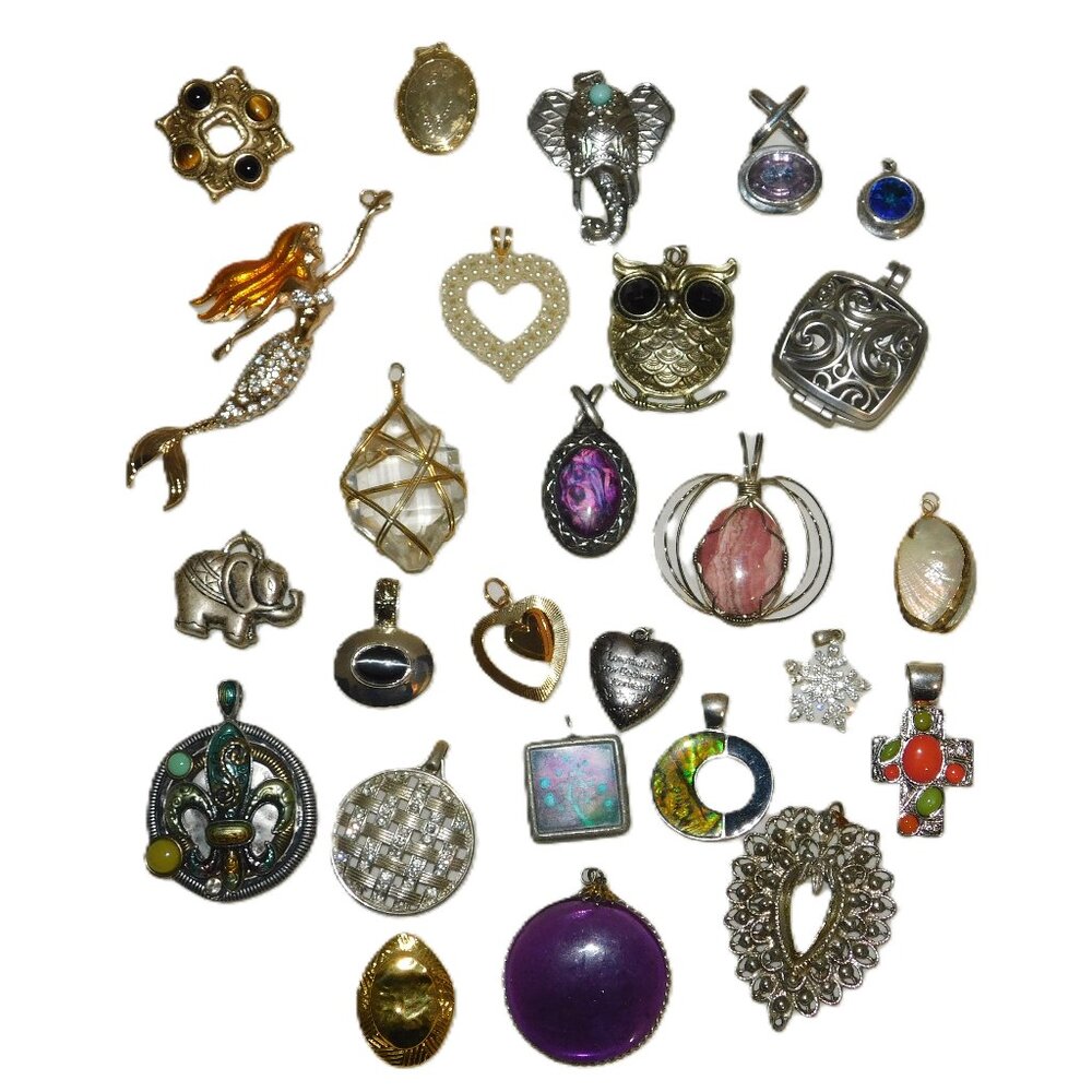 Pendant Lot ... 26 Pendants Jewelry Owl Elephant Mermaid & More